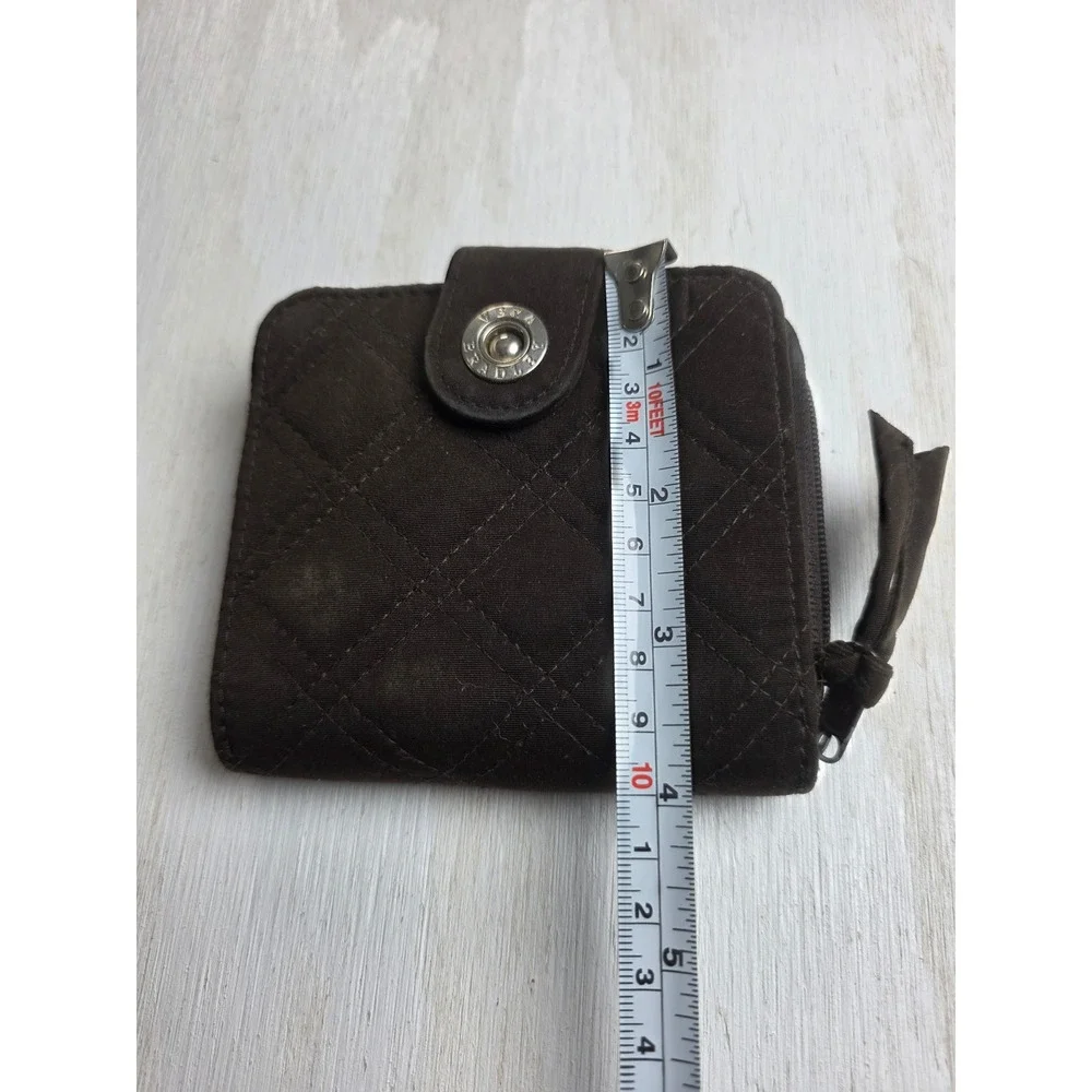 Vera Bradley Chocolate Brown Quilted Microfiber Small Bifold Wallet Classic Boho